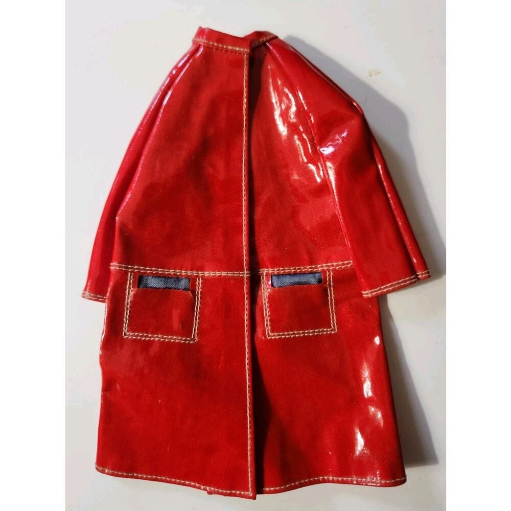 Vintage Barbie "Fashion Shiner" Red Raincoat W/Blue Lining #1691 (1967)